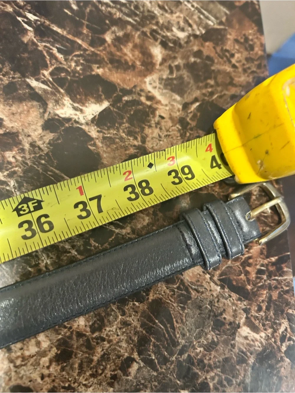 vintage-style men's cowhide black leather belt size 36/90